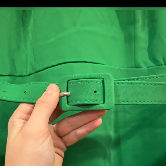 Mac Duggal 21001 Green Crepe Boat Neck Midi Dress With Applique Cut Out Size L - Picture 8 of 9